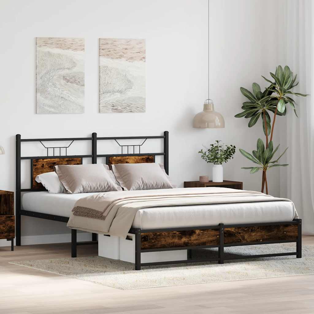 sengeramme 140x190 cm uden madras konstrueret træ røget eg