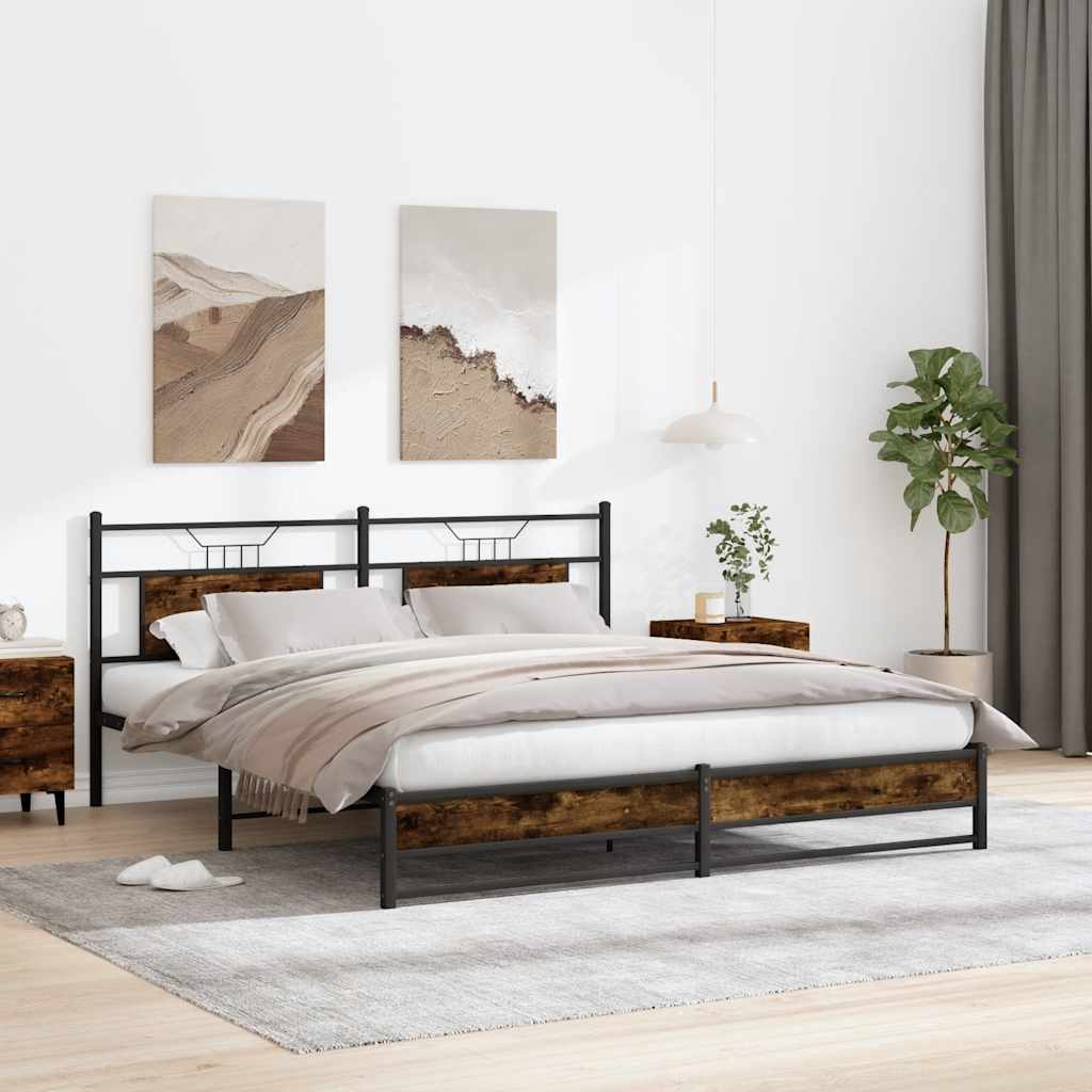 sengeramme uden madras 160x200 cm konstrueret træ røget eg