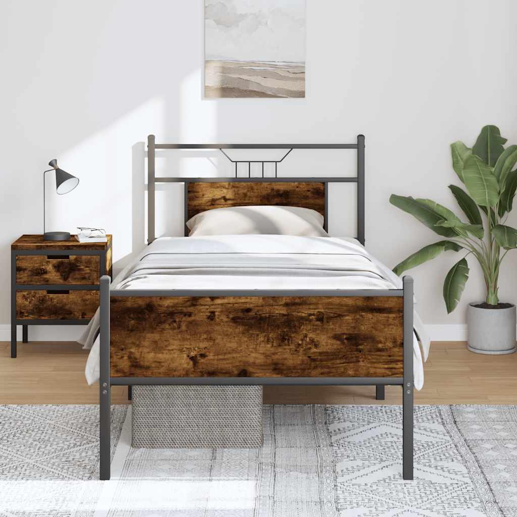 sengeramme 80x200 cm uden madras konstrueret træ røget eg