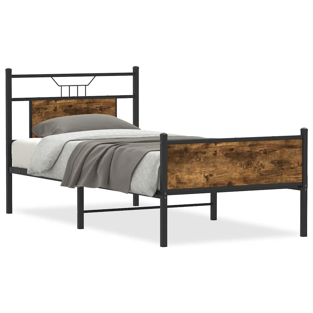 sengeramme 90x190 cm uden madras konstrueret træ røget eg