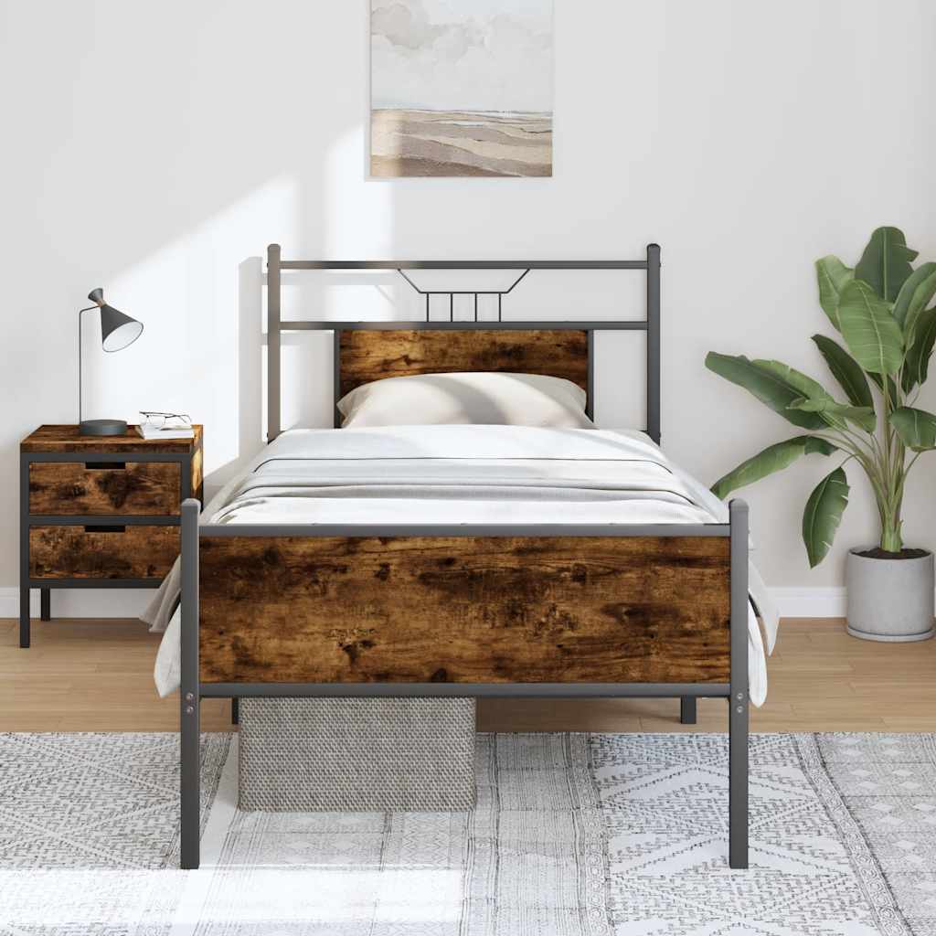 sengeramme 90x190 cm uden madras konstrueret træ røget eg
