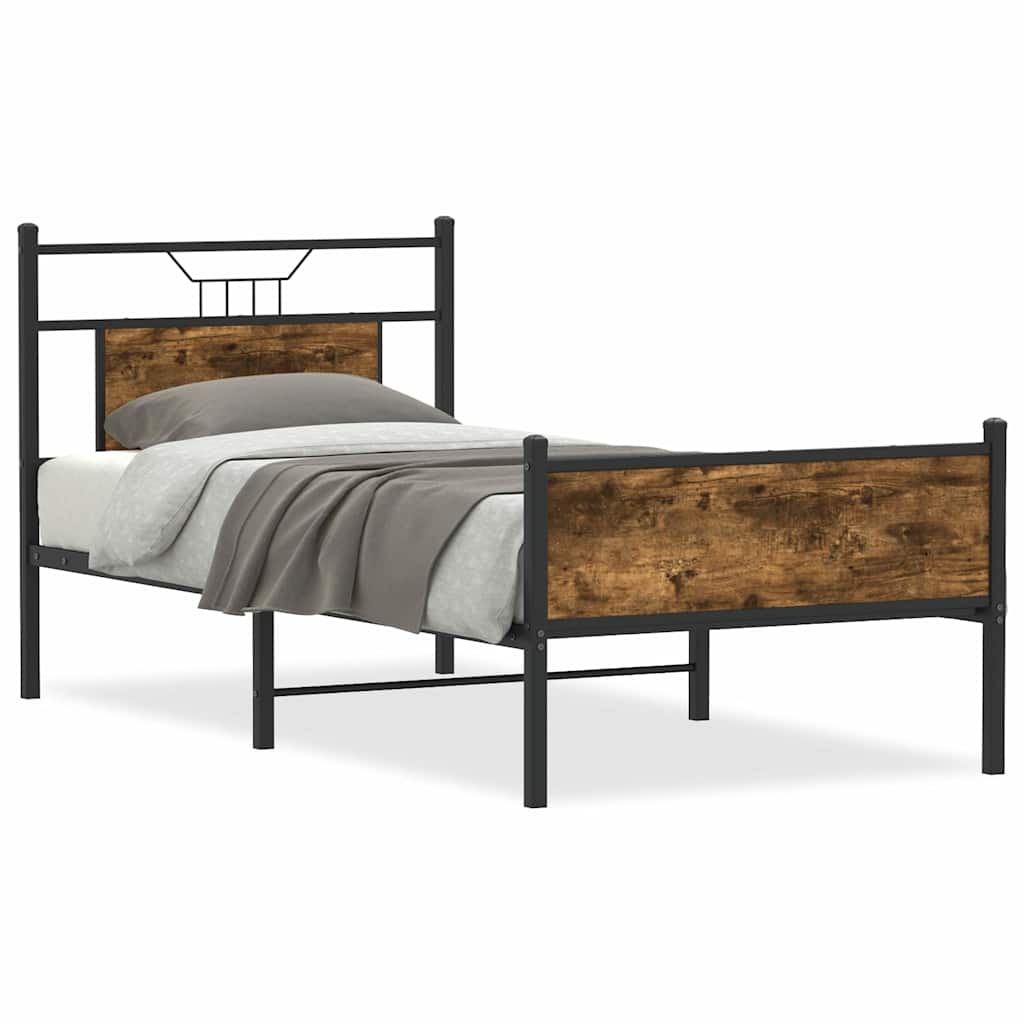 sengeramme 90x200 cm uden madras konstrueret træ røget eg