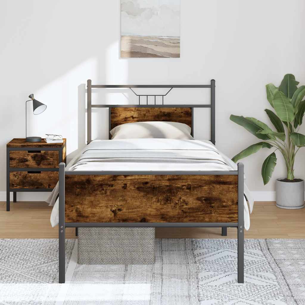 sengeramme 90x200 cm uden madras konstrueret træ røget eg
