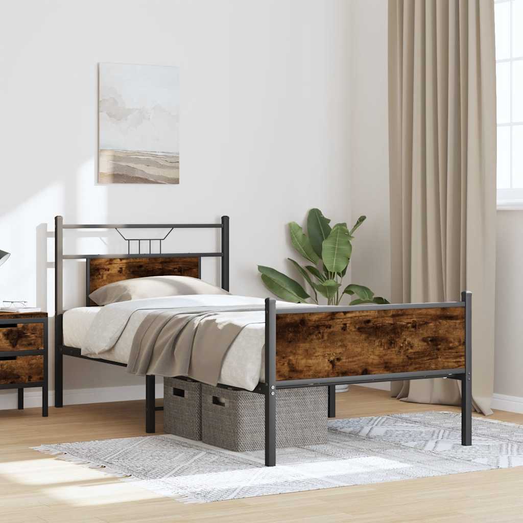 sengeramme 90x200 cm uden madras konstrueret træ røget eg
