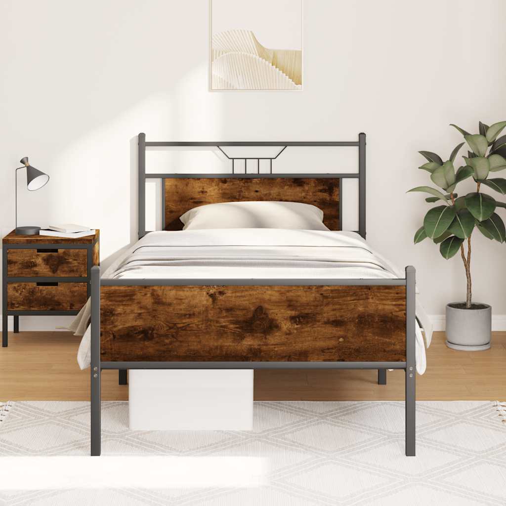 sengeramme uden madras 107x203 cm konstrueret træ røget eg