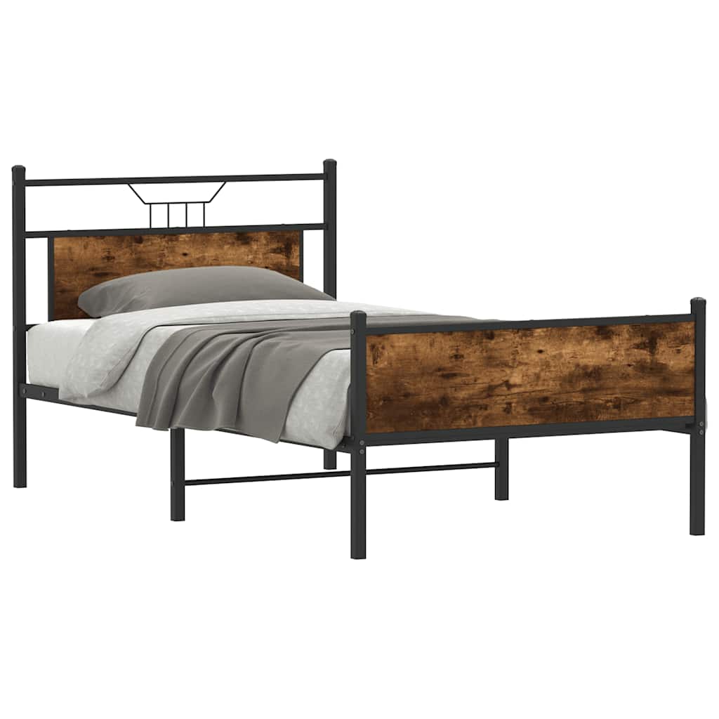 sengeramme uden madras 107x203 cm konstrueret træ røget eg