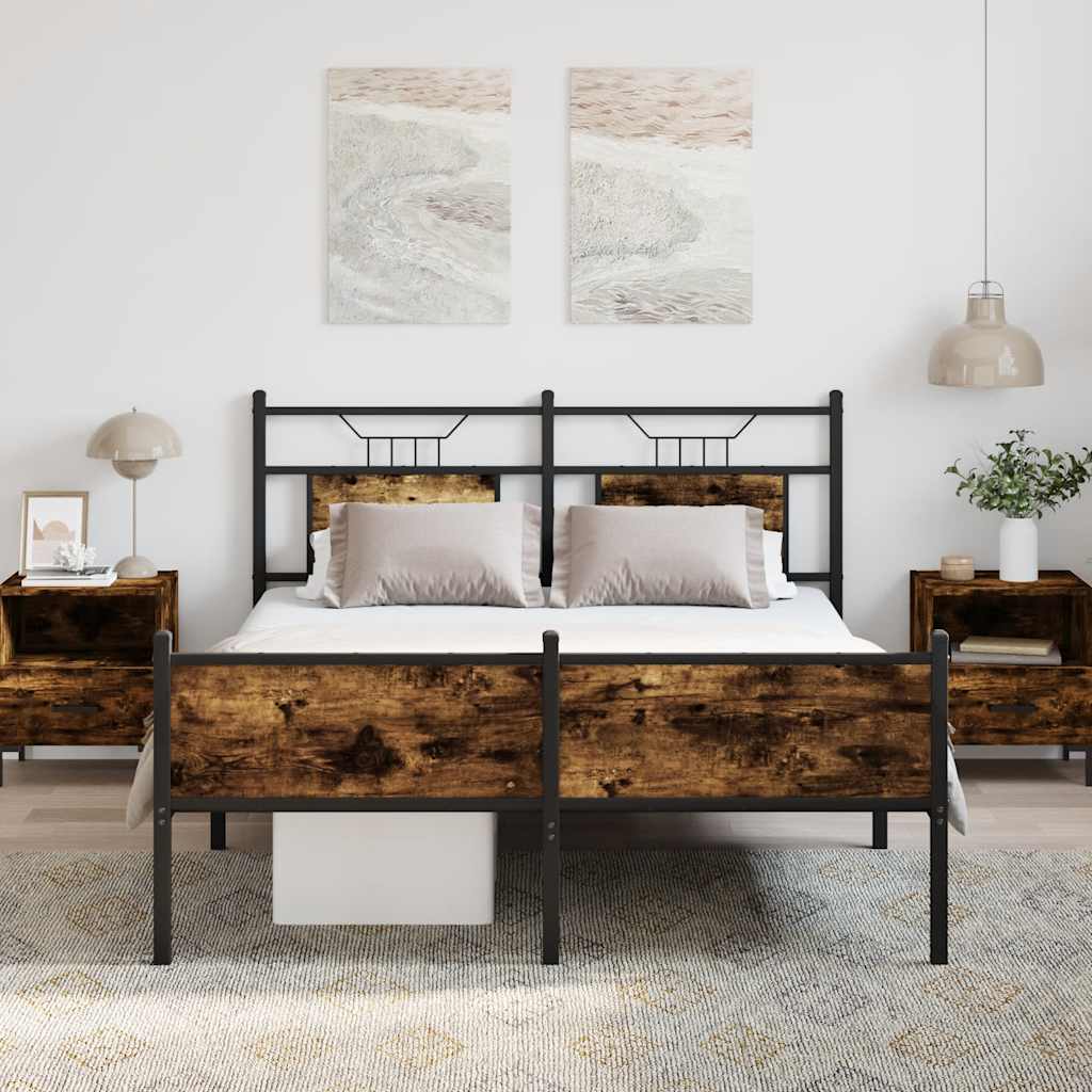 sengeramme 137x190 cm uden madras konstrueret træ røget eg
