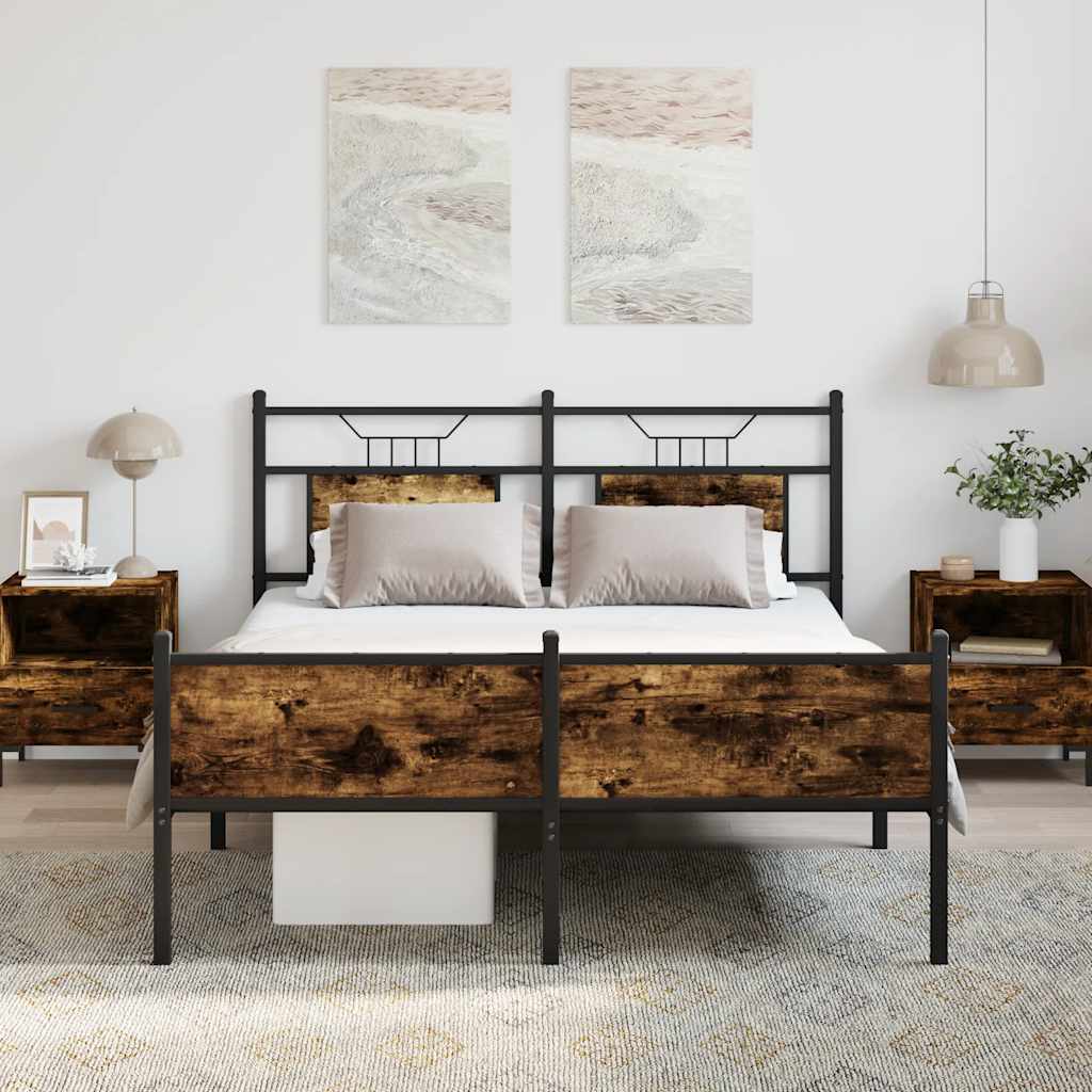 sengeramme 140x190 cm uden madras konstrueret træ røget eg