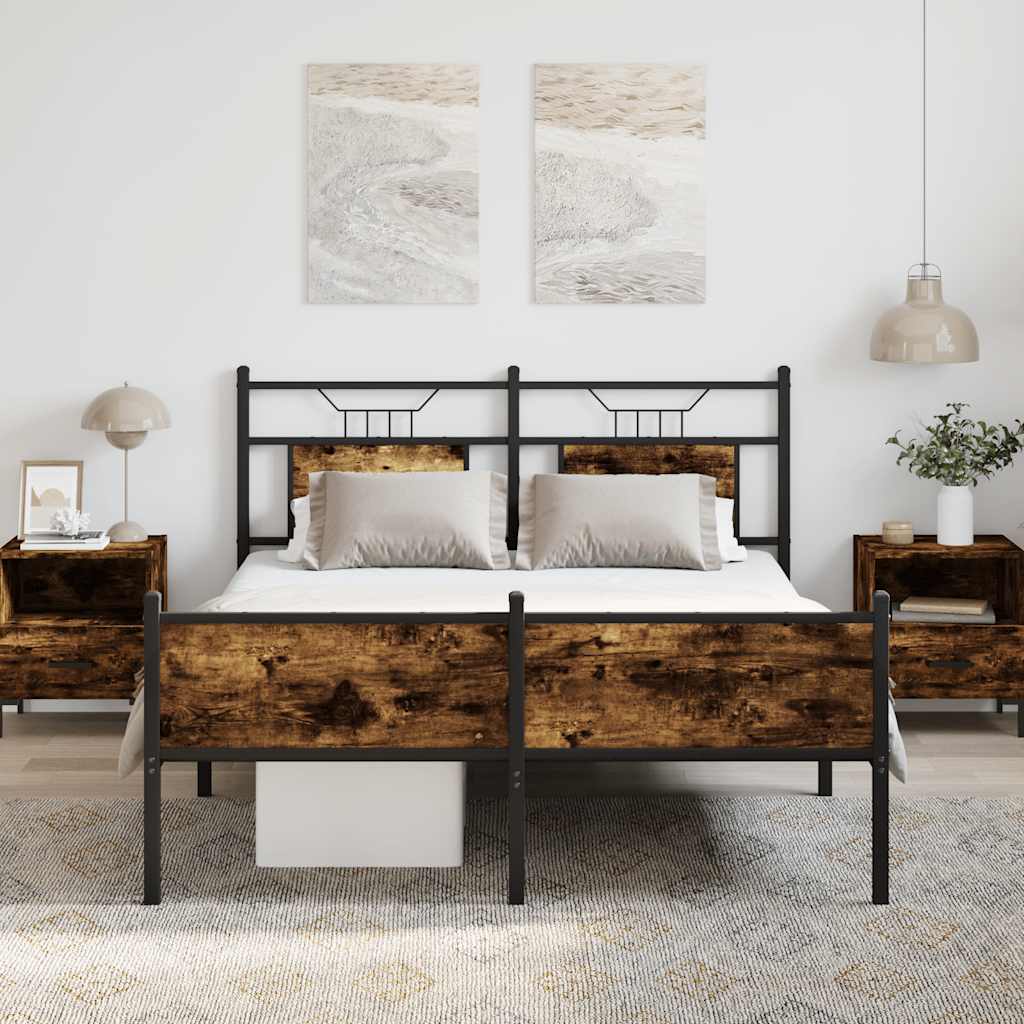 sengeramme 150x200 cm uden madras konstrueret træ røget eg