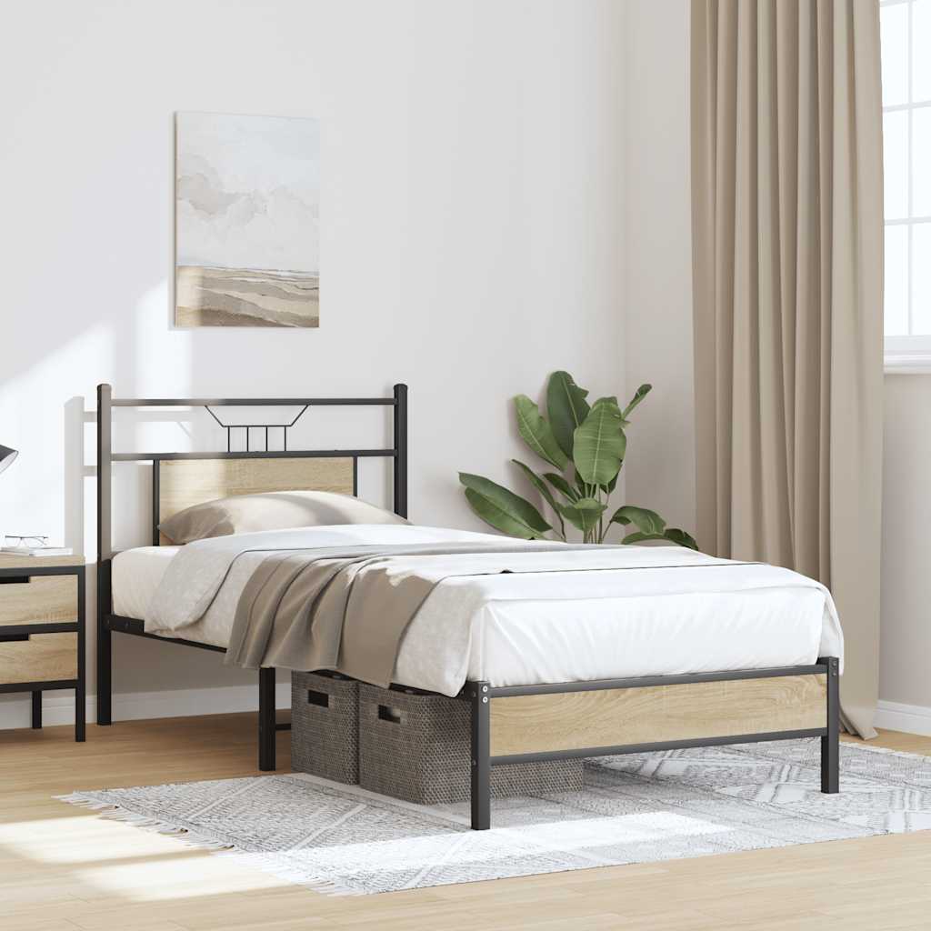sengeramme 75x190 cm uden madras konstrueret træ sonoma-eg