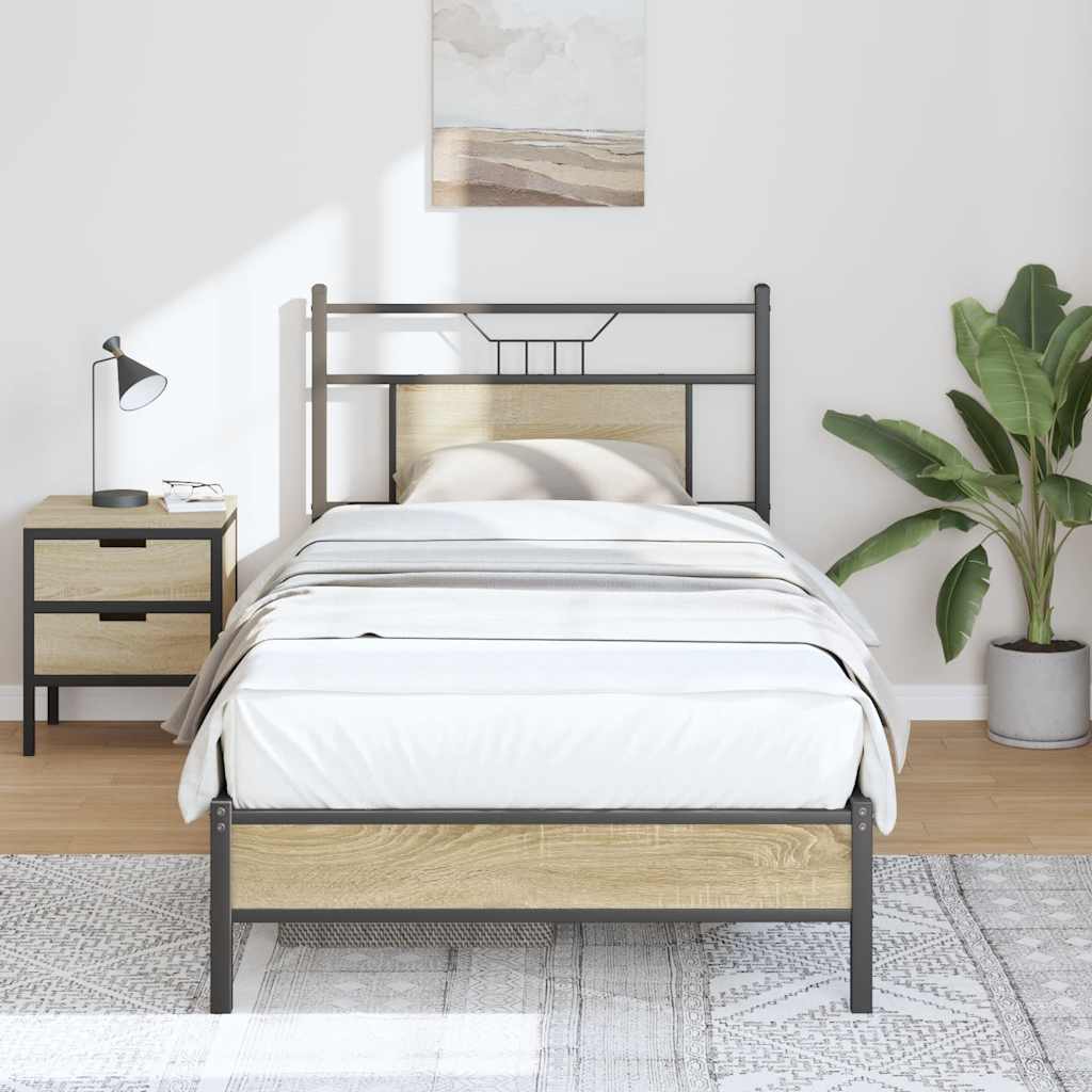 sengeramme 75x190 cm uden madras konstrueret træ sonoma-eg