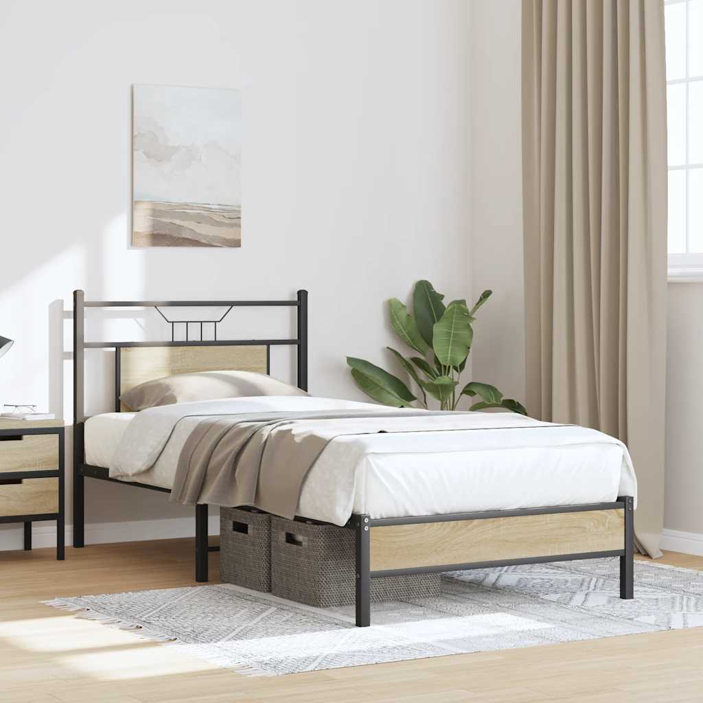 sengeramme 90x200 cm uden madras konstrueret træ sonoma-eg