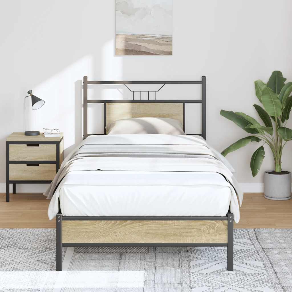sengeramme 90x200 cm uden madras konstrueret træ sonoma-eg