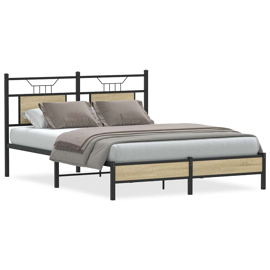 sengeramme 137x190 cm uden madras konstrueret træ sonoma-eg