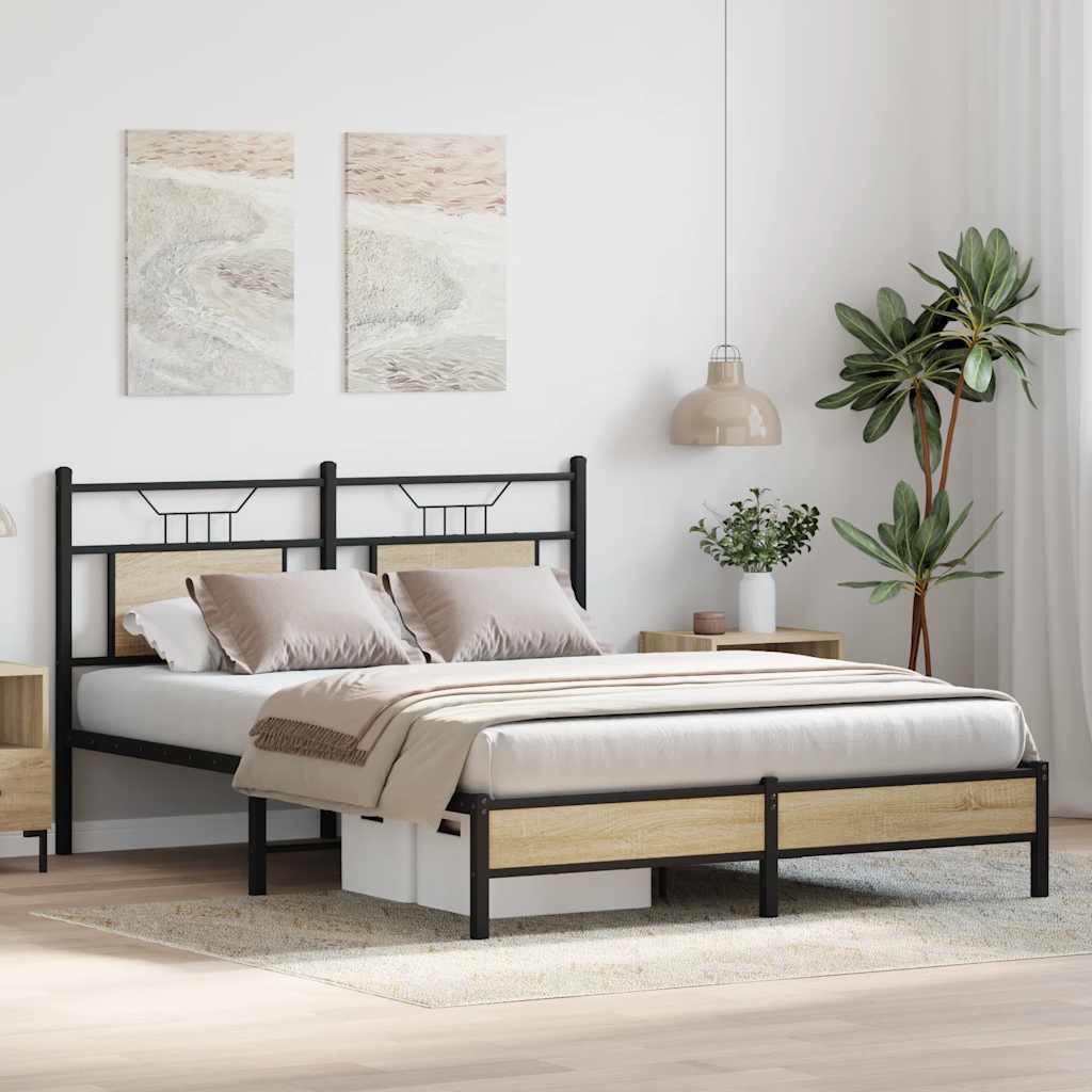 sengeramme 137x190 cm uden madras konstrueret træ sonoma-eg