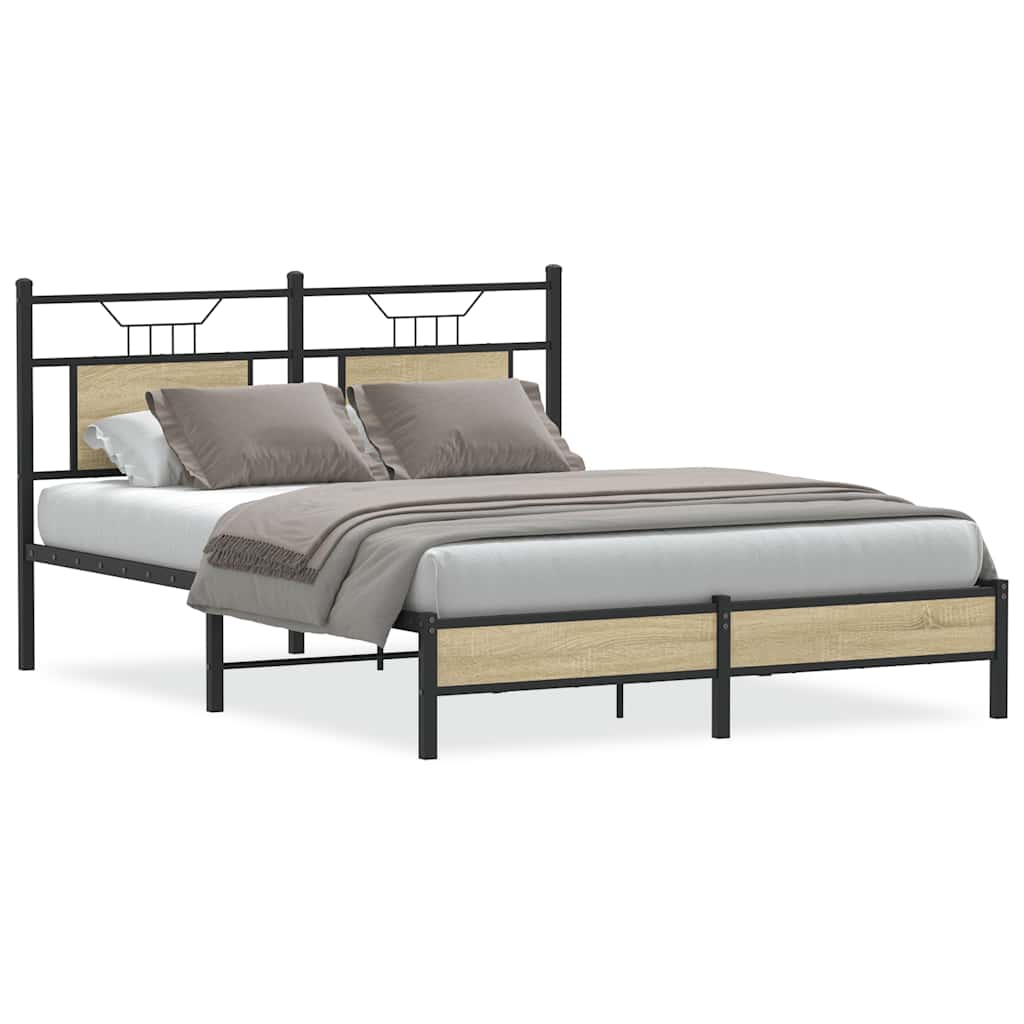 sengeramme 150x200 cm uden madras konstrueret træ sonoma-eg
