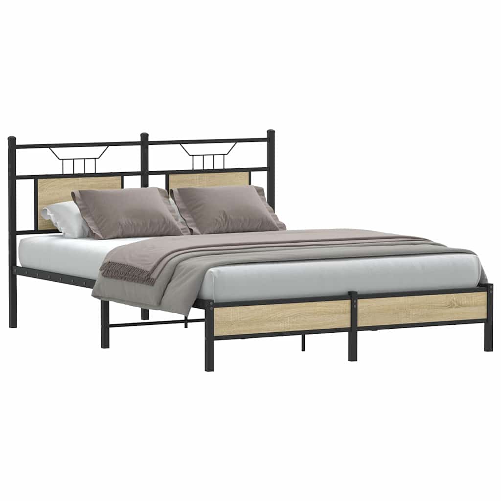 sengeramme 150x200 cm uden madras konstrueret træ sonoma-eg