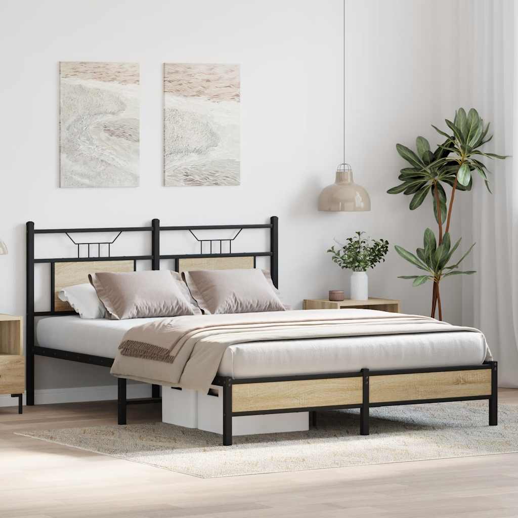 sengeramme 150x200 cm uden madras konstrueret træ sonoma-eg
