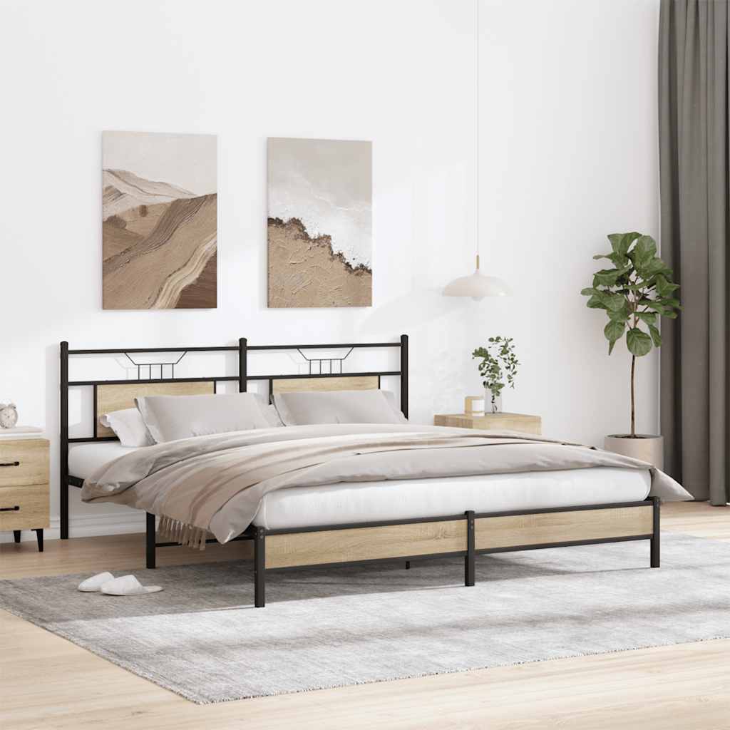sengeramme uden madras 183x213 cm konstrueret træ sonoma-eg