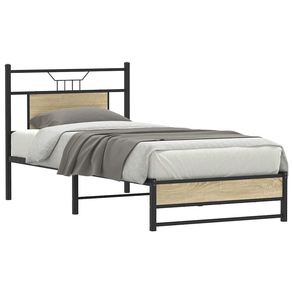 sengeramme 75x190 cm uden madras konstrueret træ sonoma-eg