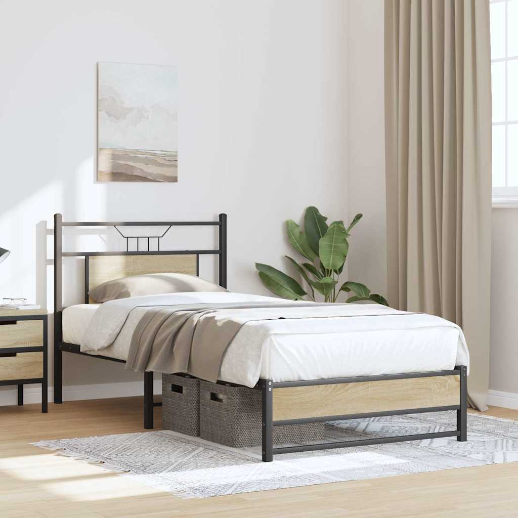 sengeramme 75x190 cm uden madras konstrueret træ sonoma-eg