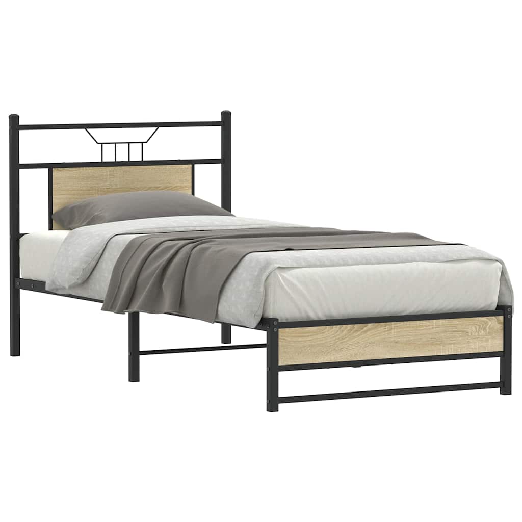 sengeramme 90x190 cm uden madras konstrueret træ sonoma-eg