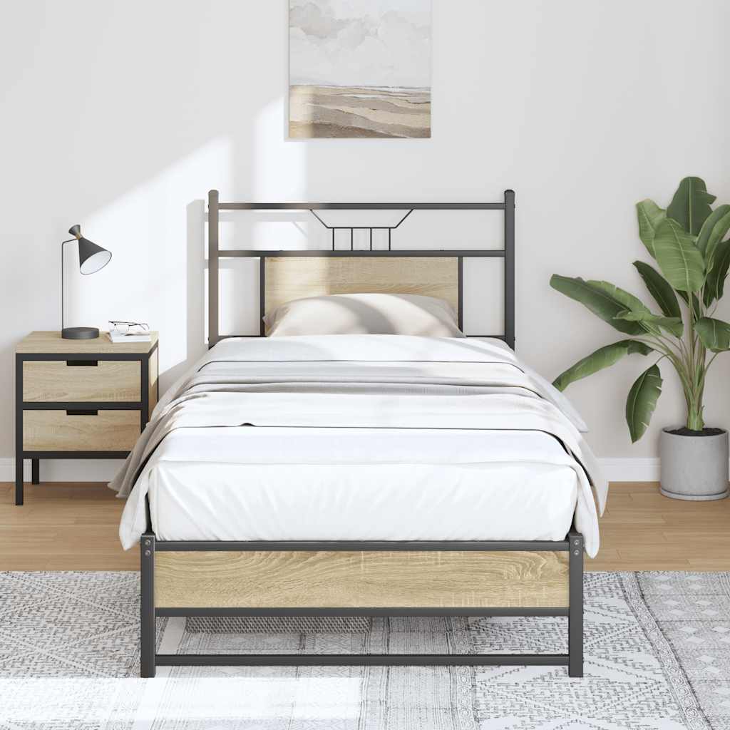 sengeramme 90x190 cm uden madras konstrueret træ sonoma-eg