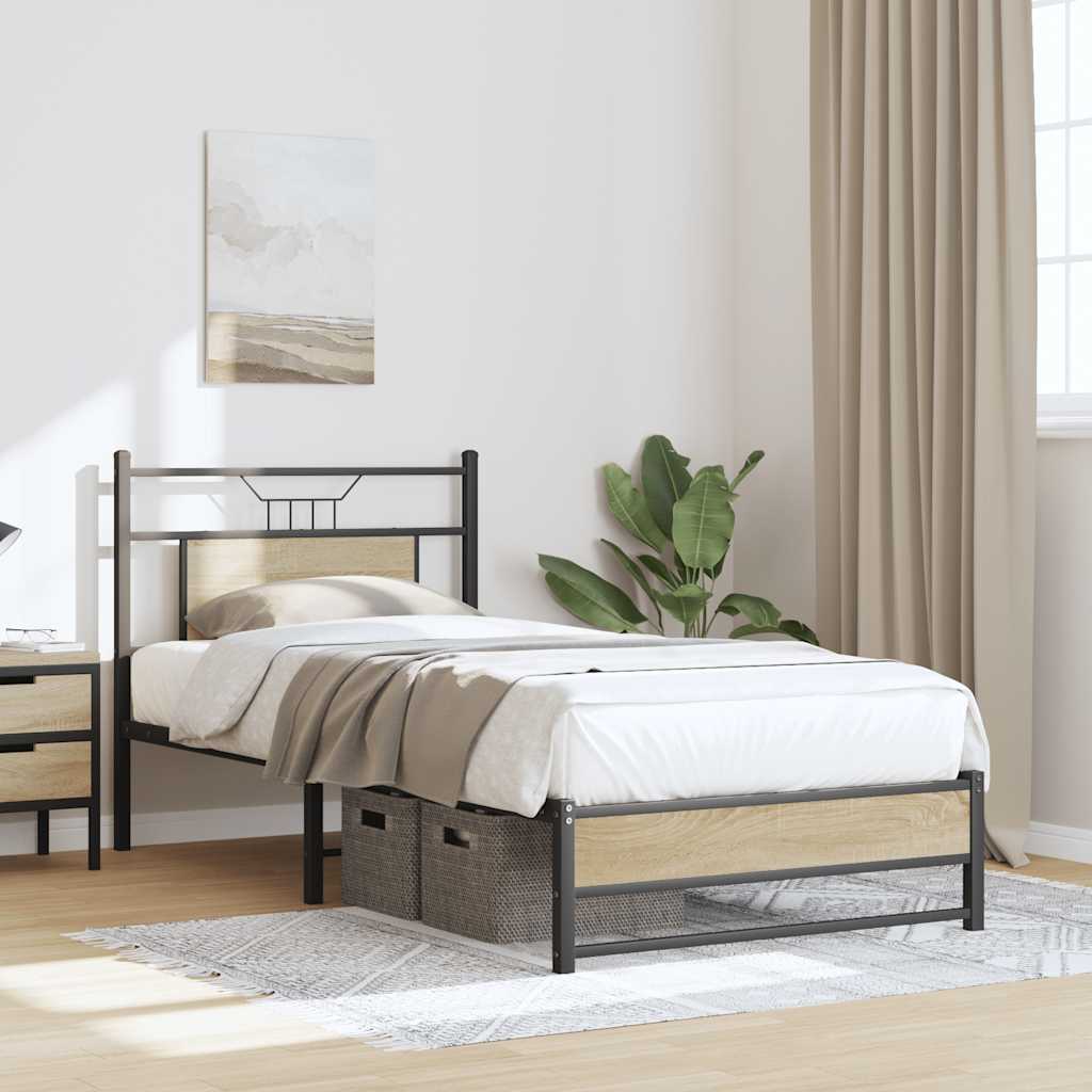sengeramme 90x190 cm uden madras konstrueret træ sonoma-eg