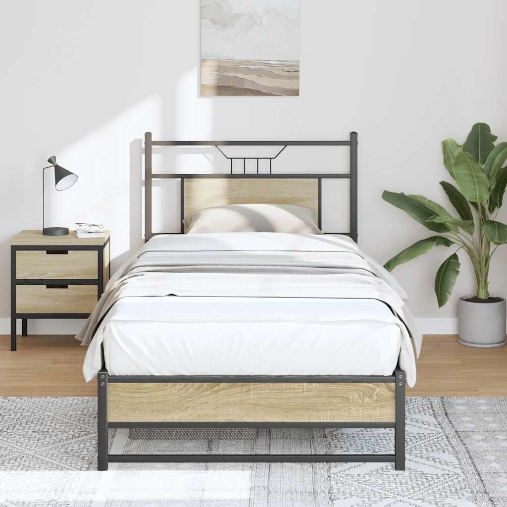sengeramme 90x200 cm uden madras konstrueret træ sonoma-eg