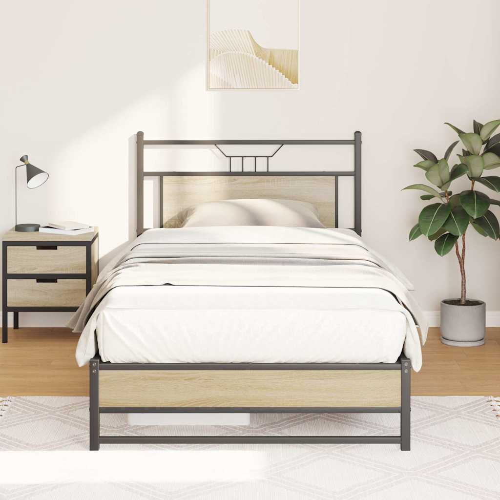 sengeramme 100x200 cm uden madras konstrueret træ sonoma-eg