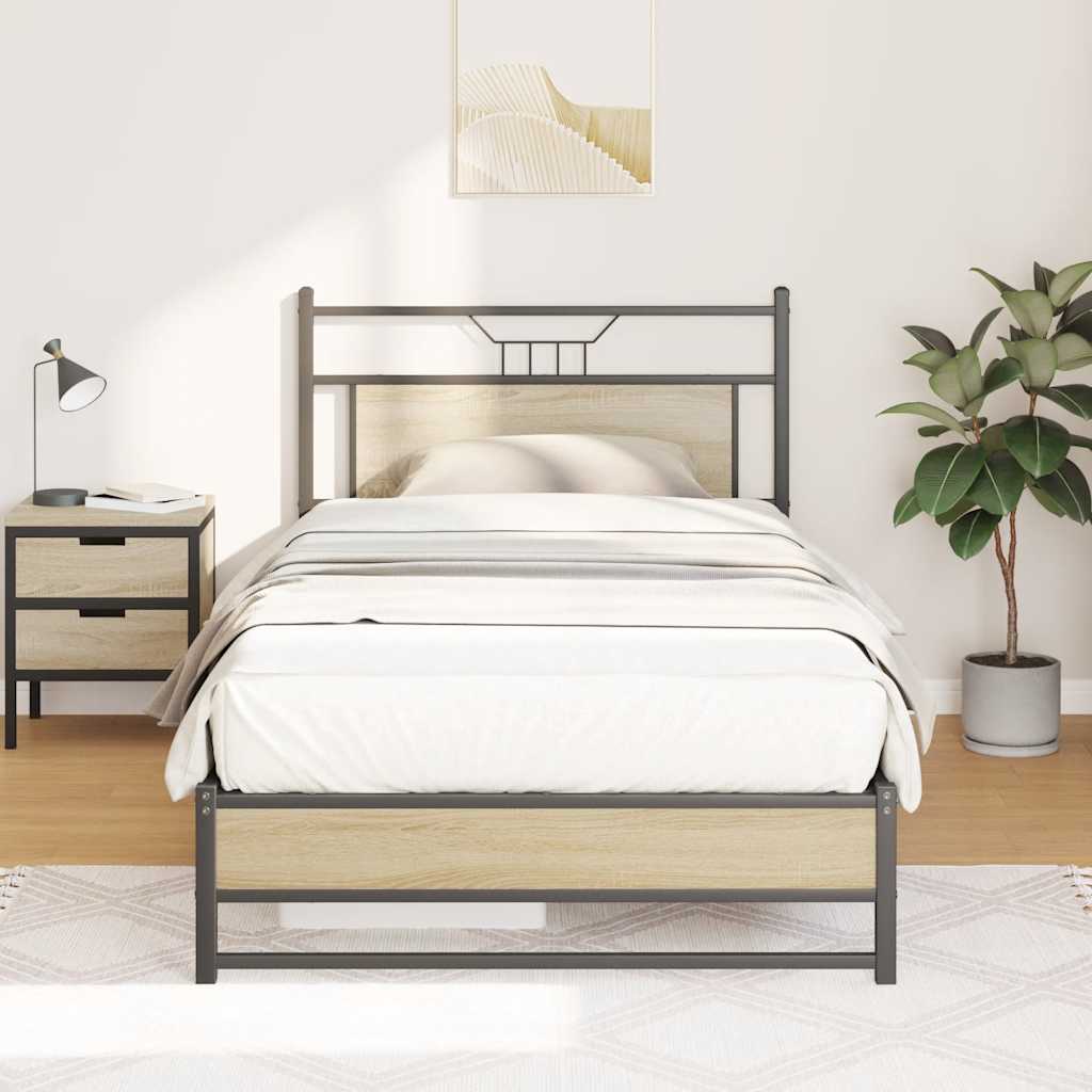 sengeramme uden madras 107x203 cm konstrueret træ sonoma-eg