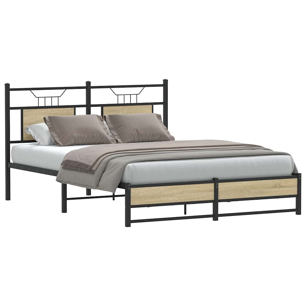sengeramme 137x190 cm uden madras konstrueret træ sonoma-eg