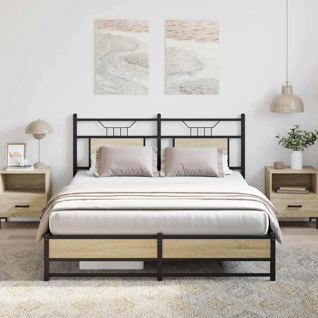 sengeramme 137x190 cm uden madras konstrueret træ sonoma-eg