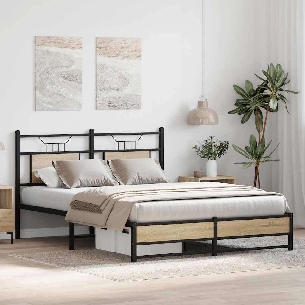 sengeramme 140x190 cm uden madras konstrueret træ sonoma-eg