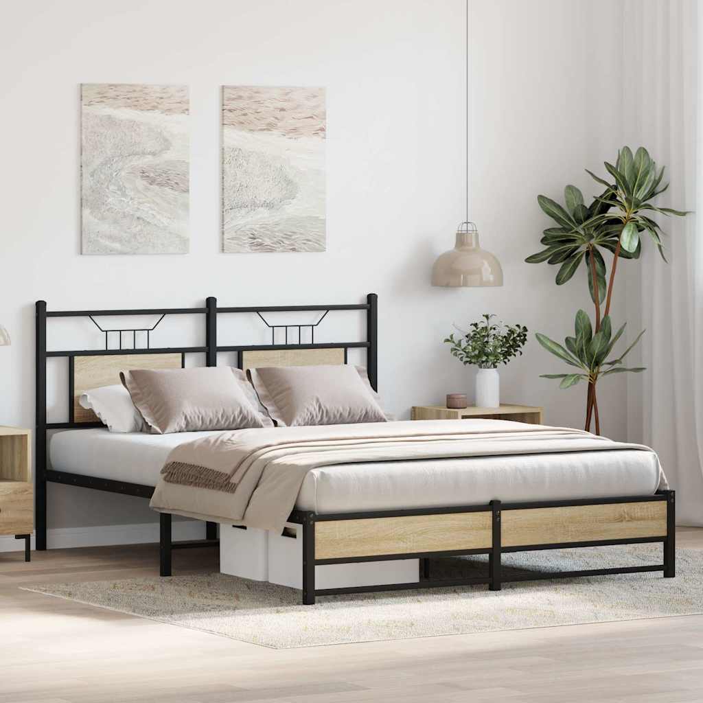 sengeramme 140x200 cm uden madras konstrueret træ sonoma-eg