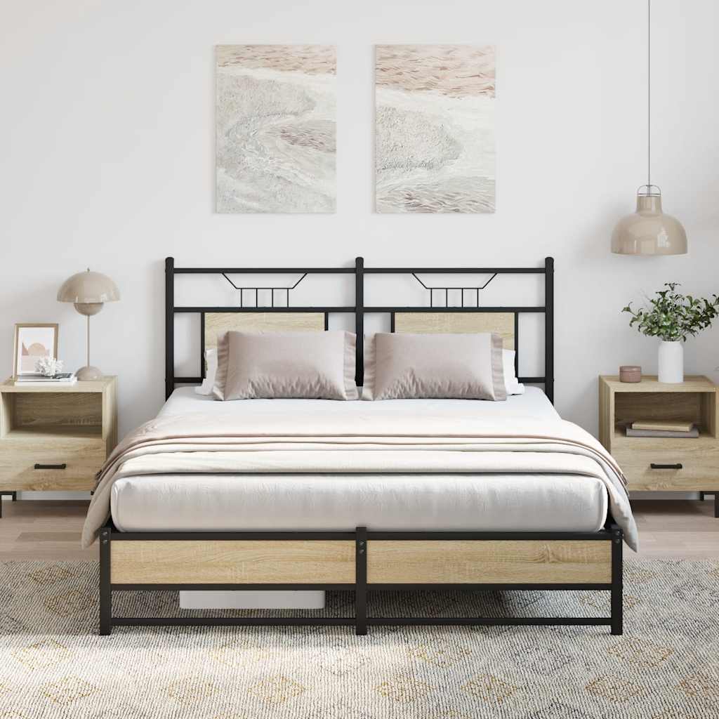 sengeramme 150x200 cm uden madras konstrueret træ sonoma-eg