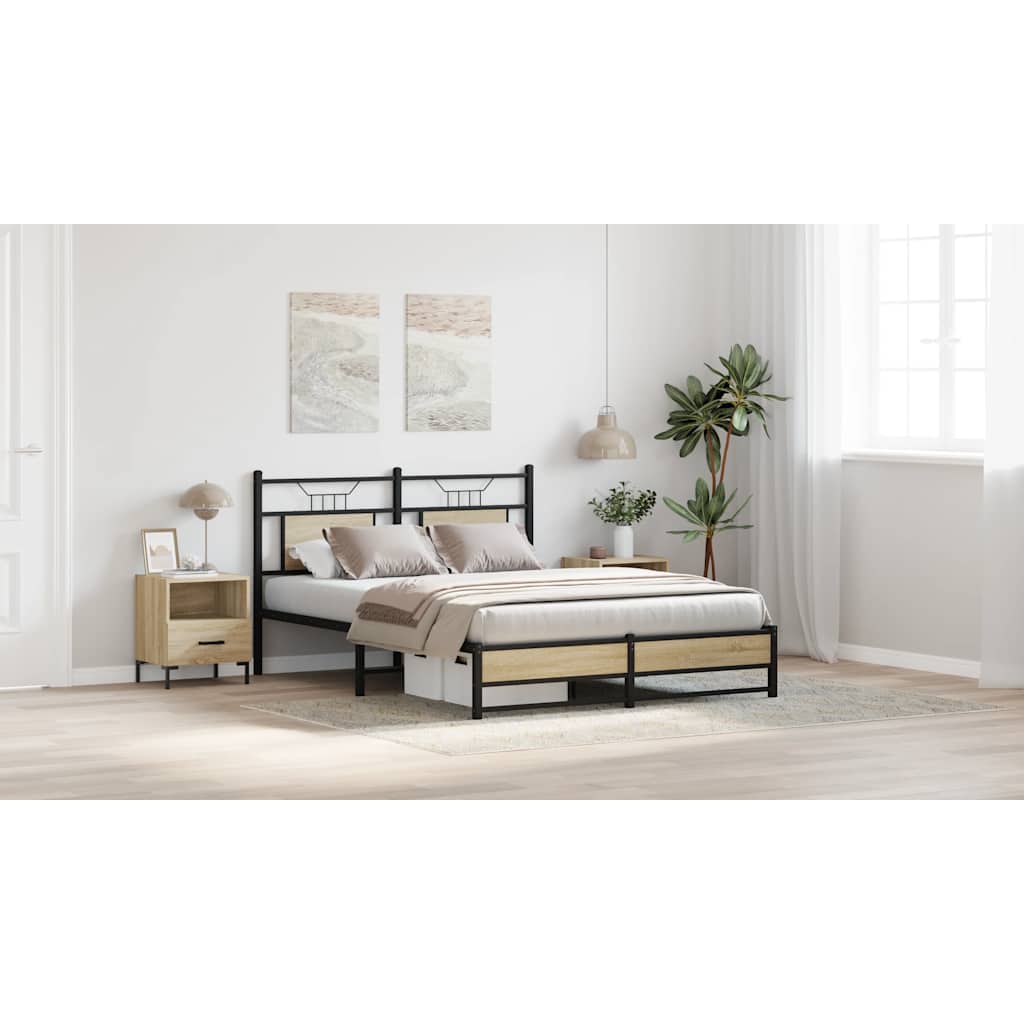 sengeramme 150x200 cm uden madras konstrueret træ sonoma-eg