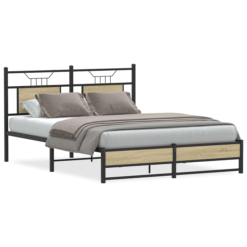 sengeramme 150x200 cm uden madras konstrueret træ sonoma-eg