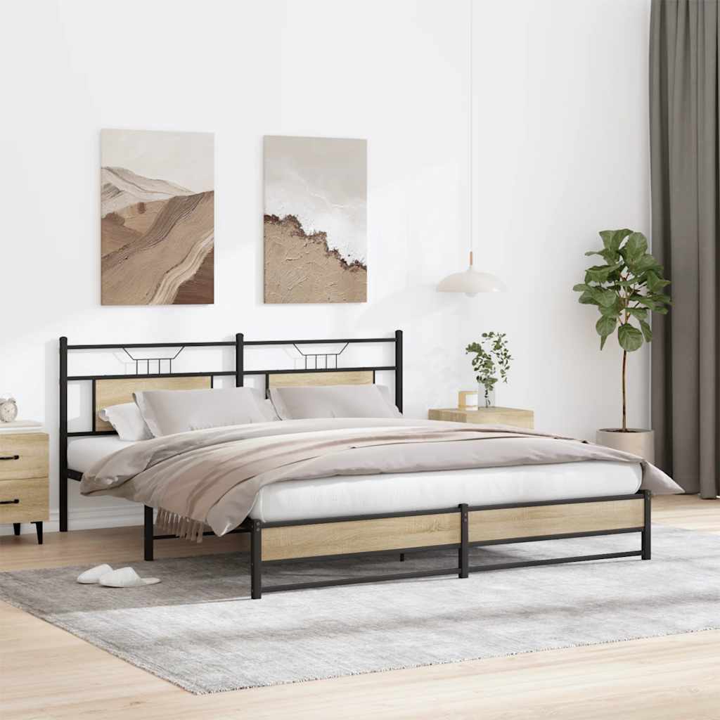 sengeramme 160x200 cm uden madras konstrueret træ sonoma-eg