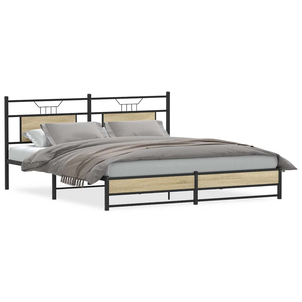 sengeramme 160x200 cm uden madras konstrueret træ sonoma-eg