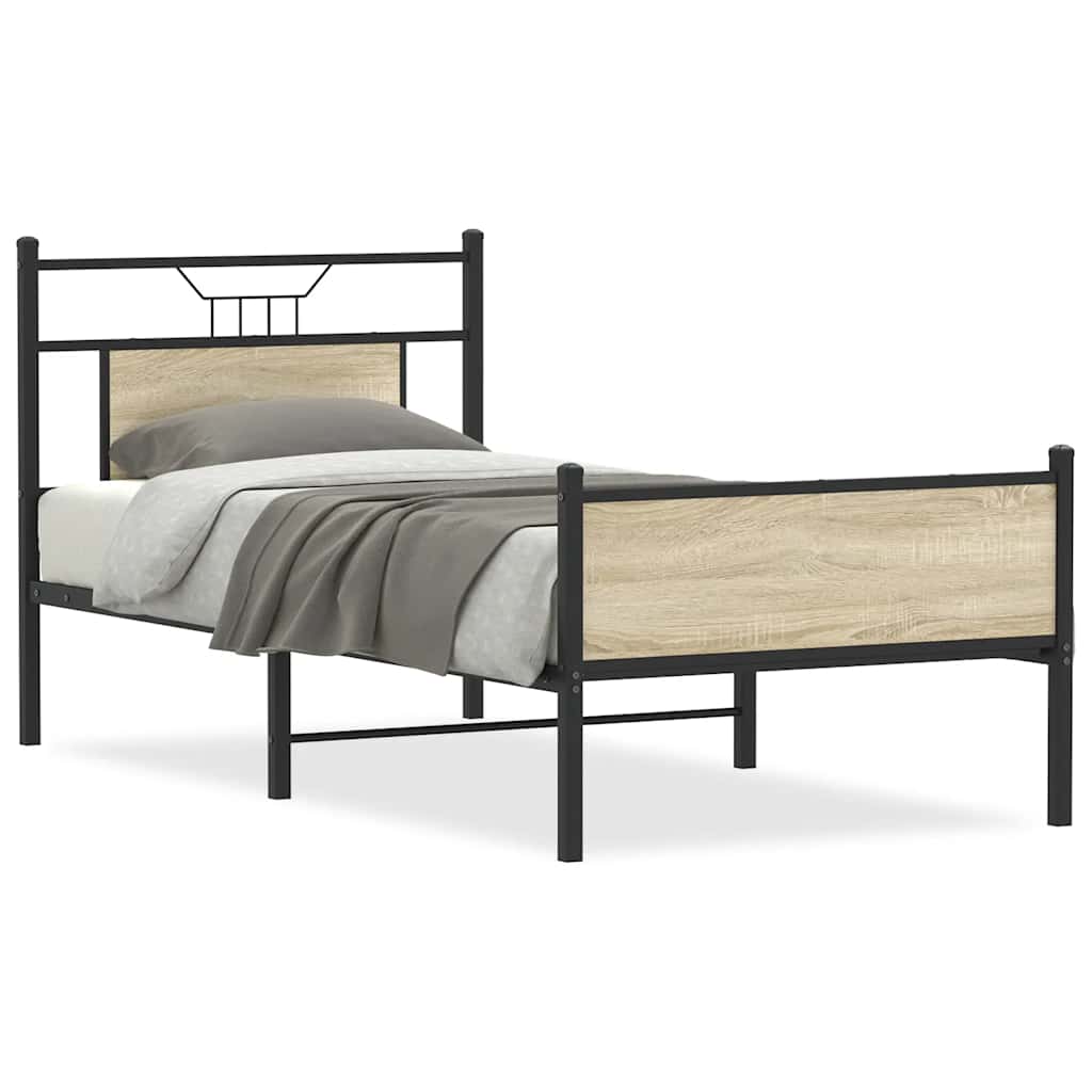 sengeramme 75x190 cm uden madras konstrueret træ sonoma-eg