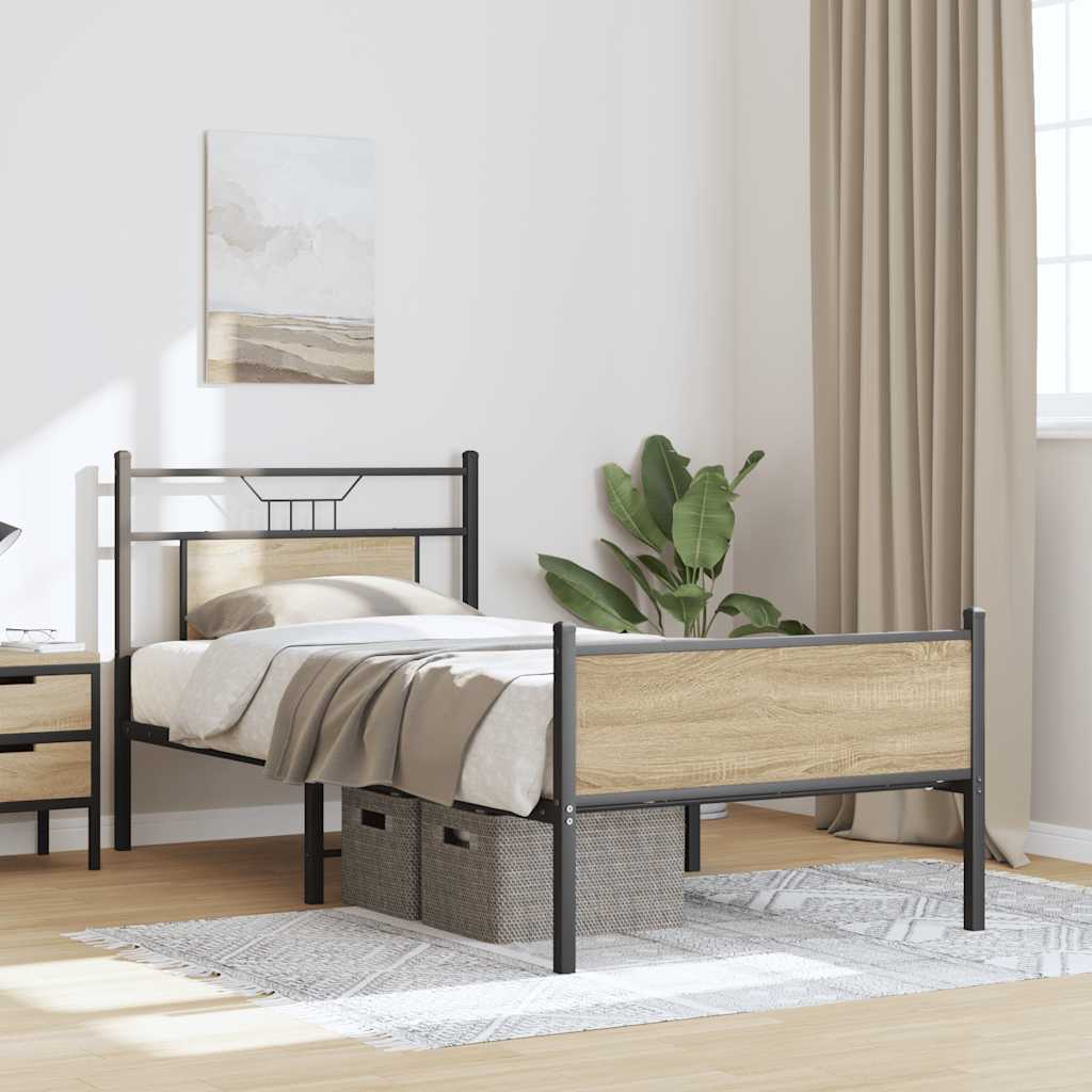 sengeramme 75x190 cm uden madras konstrueret træ sonoma-eg