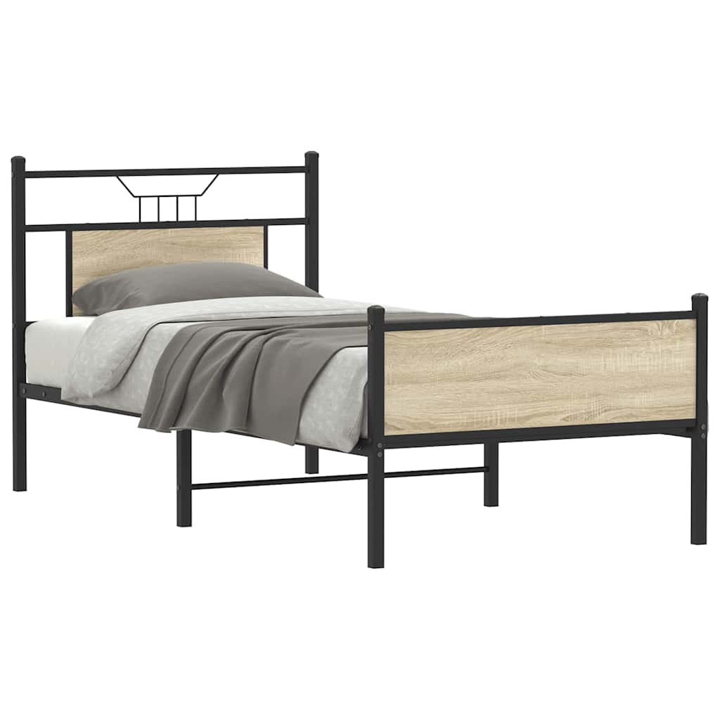 sengeramme 75x190 cm uden madras konstrueret træ sonoma-eg