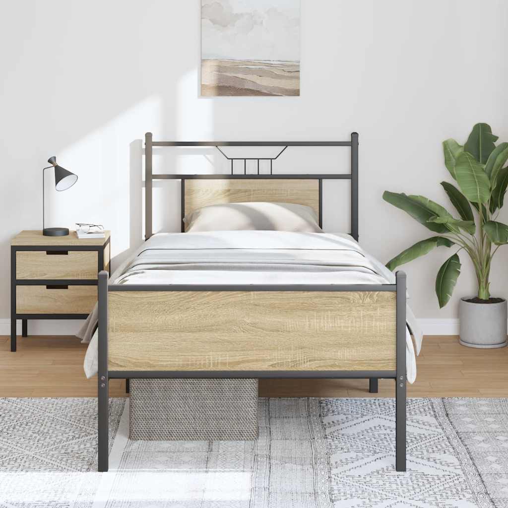 sengeramme 90x190 cm uden madras konstrueret træ sonoma-eg