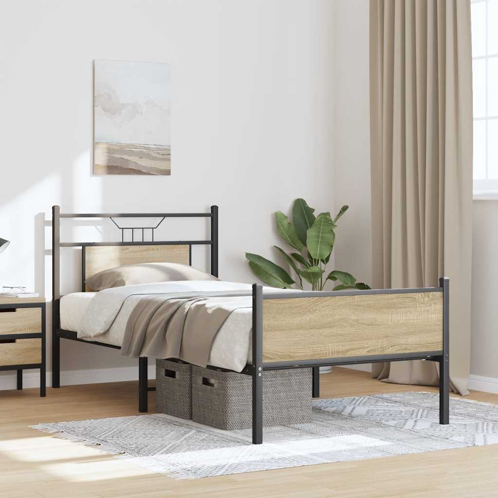 sengeramme 90x190 cm uden madras konstrueret træ sonoma-eg