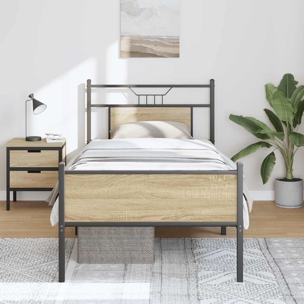 sengeramme 90x200 cm uden madras konstrueret træ sonoma-eg