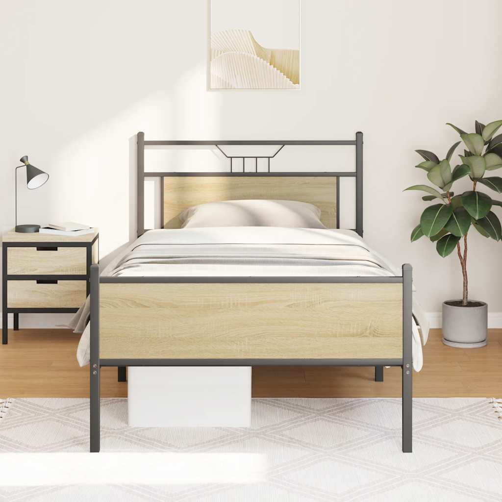 sengeramme 100x190 cm uden madras konstrueret træ sonoma-eg