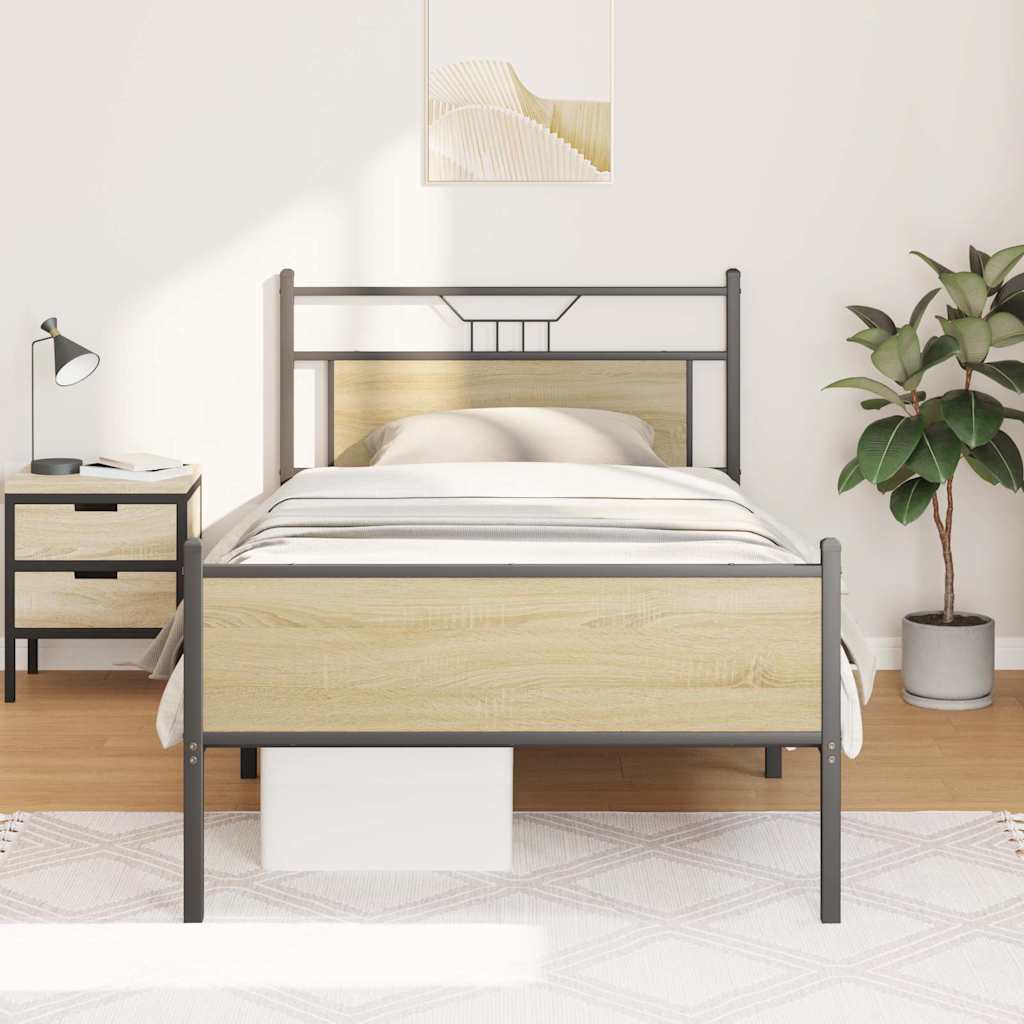 sengeramme 100x200 cm uden madras konstrueret træ sonoma-eg
