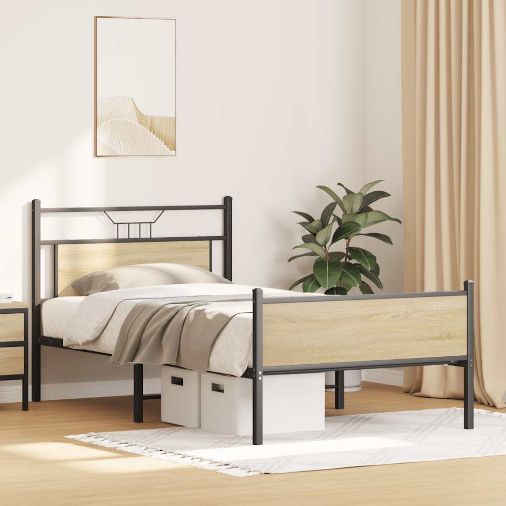 sengeramme uden madras 107x203 cm konstrueret træ sonoma-eg