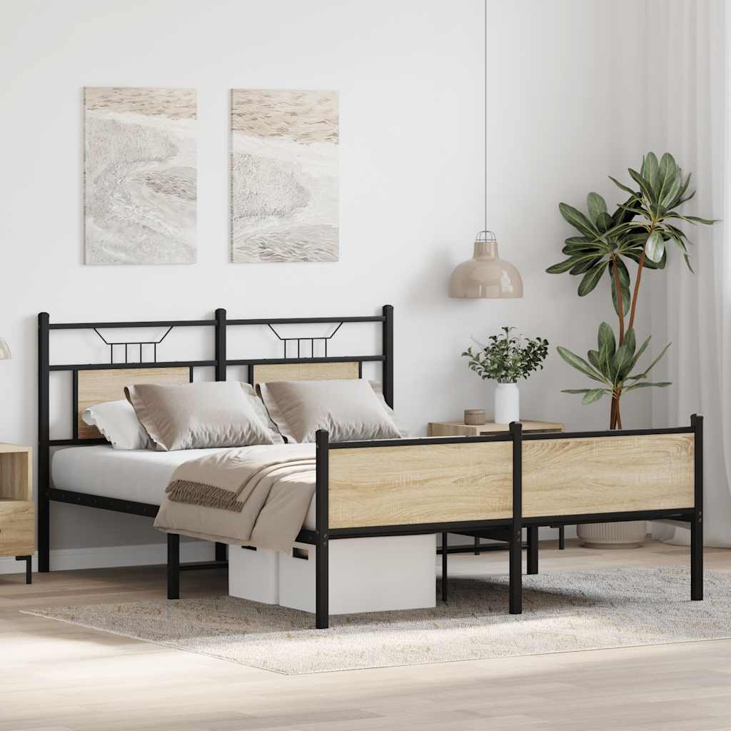 sengeramme 137x190 cm uden madras konstrueret træ sonoma-eg